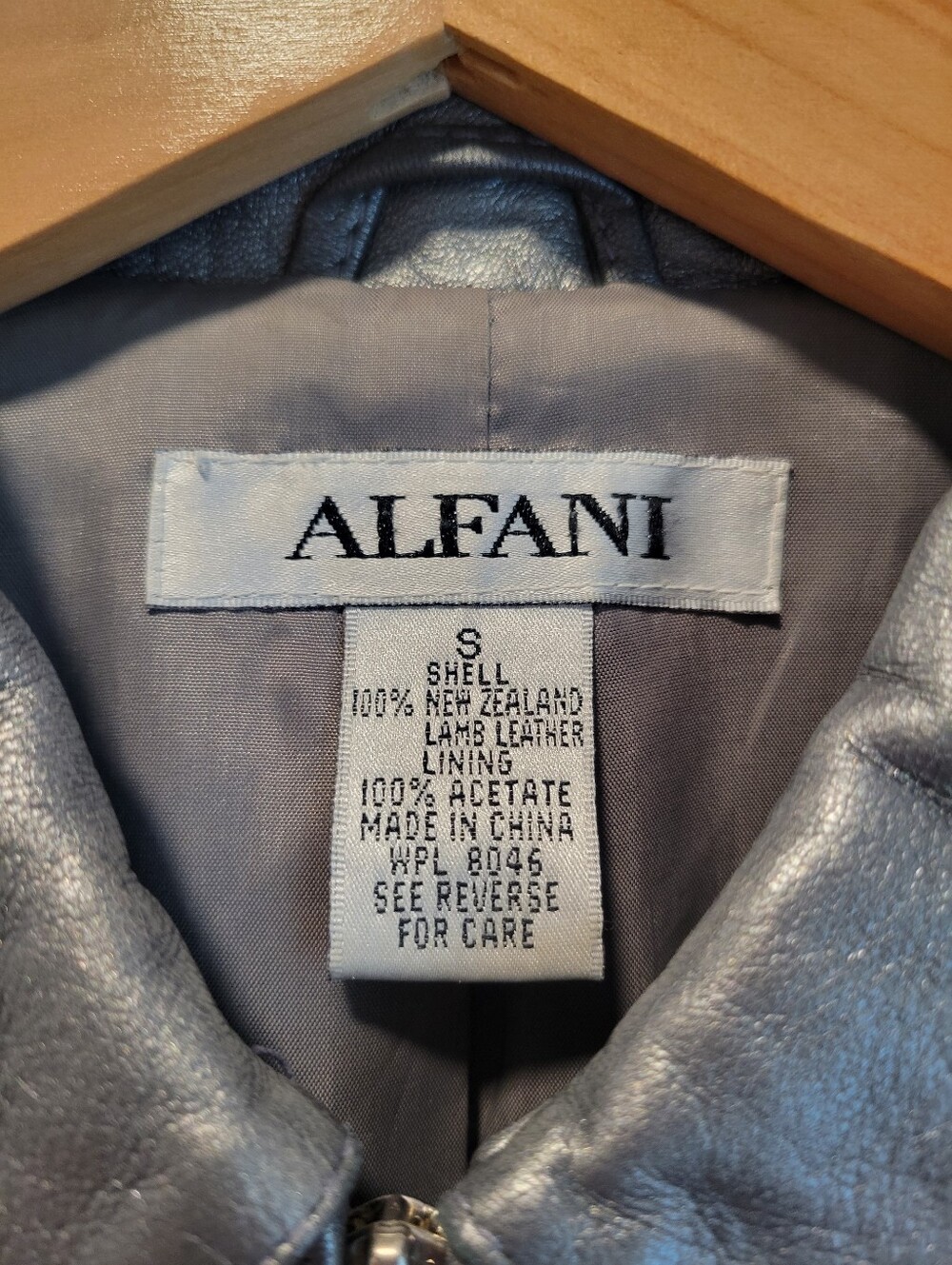 VTG Alfani Sz S Metallic Silver Genuine New Zealand Lamb Leather Zip Jacket Y2K - Picture 2 of 11